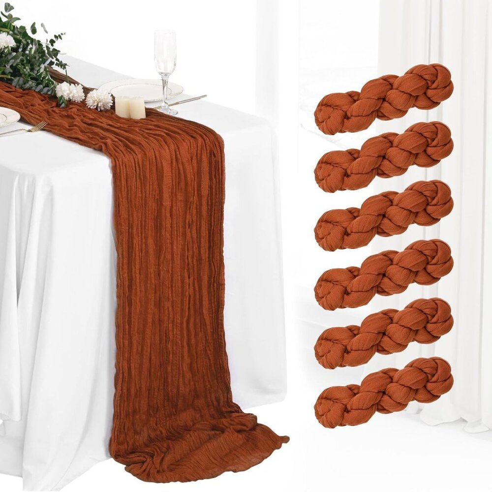 6 Pack Cheesecloth Table Runner 10Ft Boho Gauze Table Runner Cheese Cloth Long R